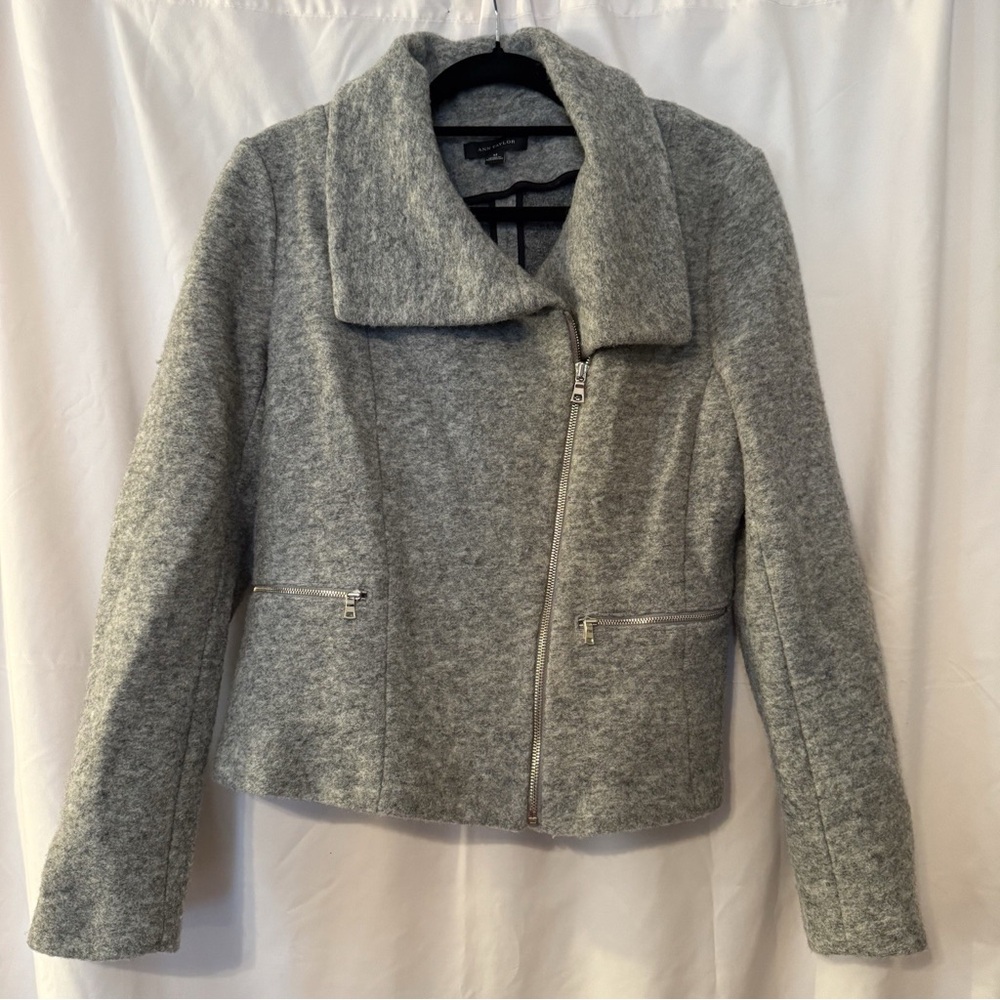 Ann Taylor Gray Asymmetrical Zip Jacket